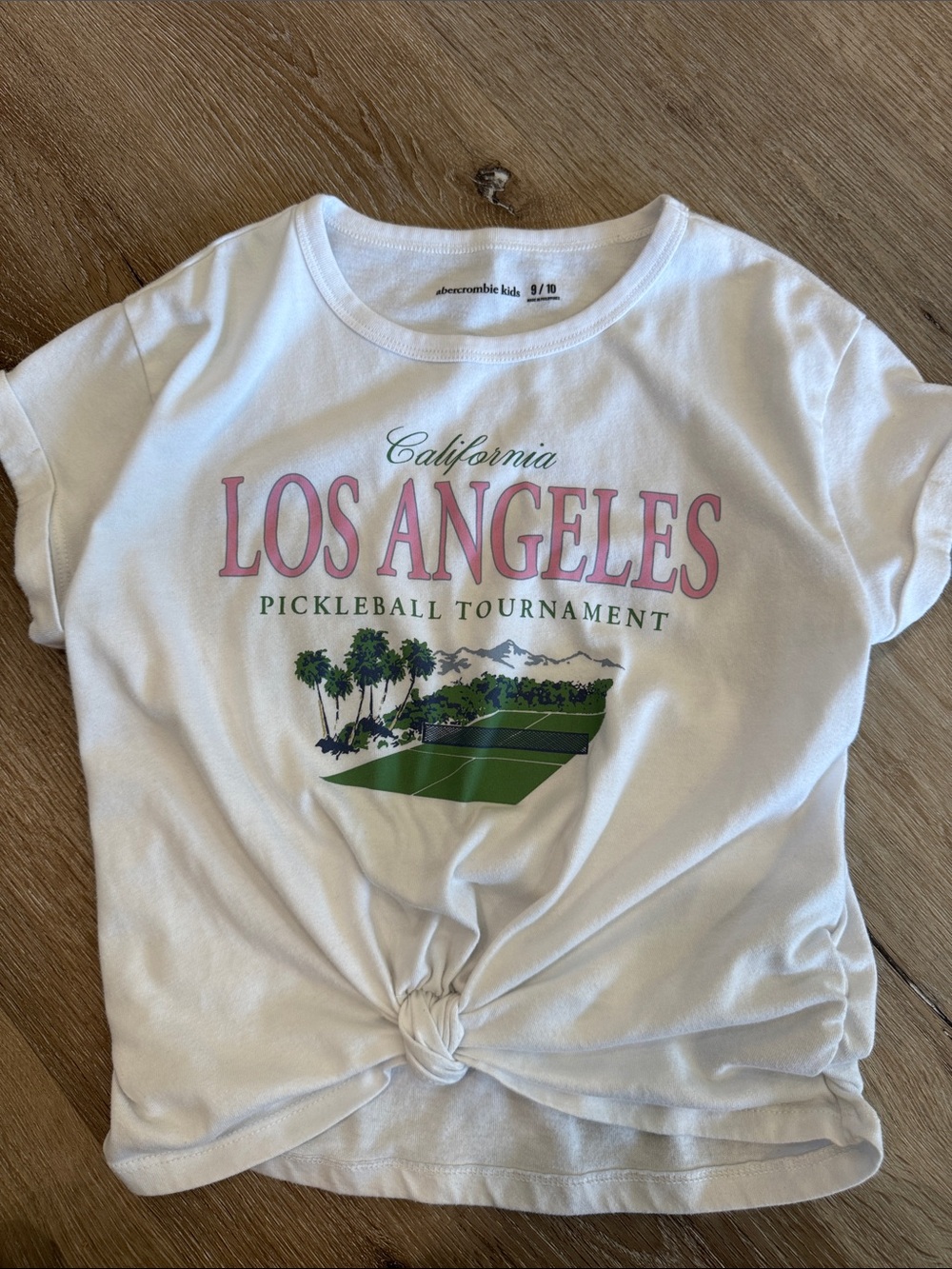 abercrombie kids White Tie-Front Tee with Pink LOS ANGELES Graphic